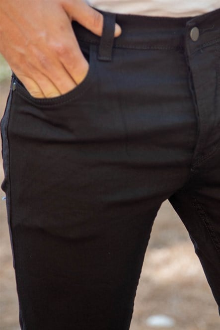 Likralı slim fit düz siyah kot pantolon